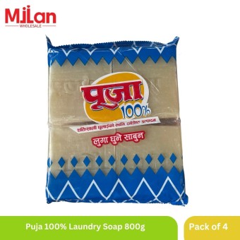 Puja 100% Laundry Soap 800g (Pack of 4)